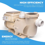 1.5HP Variable 2-Speed Swimming Pool Pump High Flow Above-ground Swimming Pump Strainer w/ Slip on Fitting image 4