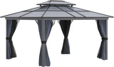 10 Feet X 12 Feet Hard-top Awning Canopy, Polycarbonate Roof, Aluminum Frame, Permanent Outdoor Awning, with Net Cover, Suitable for Patios,... image 4
