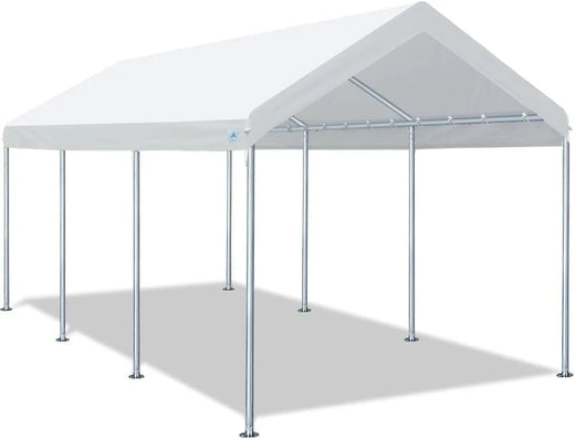 10x20 Ft Heavy Duty Carport Potable Car Canopy Garage Party Tent Boat Shelter, Adjustable Height From 9.5 Ft to 11 Ft, Beige