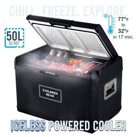 12V Car Fridge 50L 12/24V DC 110-240V AC Portable Freezer Compressor Cooler 0 H-50 H 3-Year Warranty for Home Use