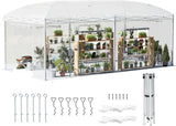 19.2×9.7×8.5 Feet Outdoor Upgraded Retractable Greenhouse with Adjustable Reinforced Frame, Portable Walk-through Greenhouse, Equipped with 2...