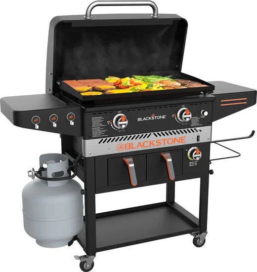 1962 Air Fryer Combo & Two Burners Stainless Steel Gas Hood, Wheels, Two Side Shelf – Heavy Duty Outdoor Griddle Station for Backyard, Patio,...