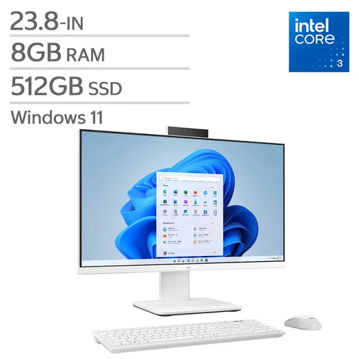 23.8-in All-in-one Desktop, Intel Core I3-1315u - 8GB Ram, 512 Gb Ssd for Home Office