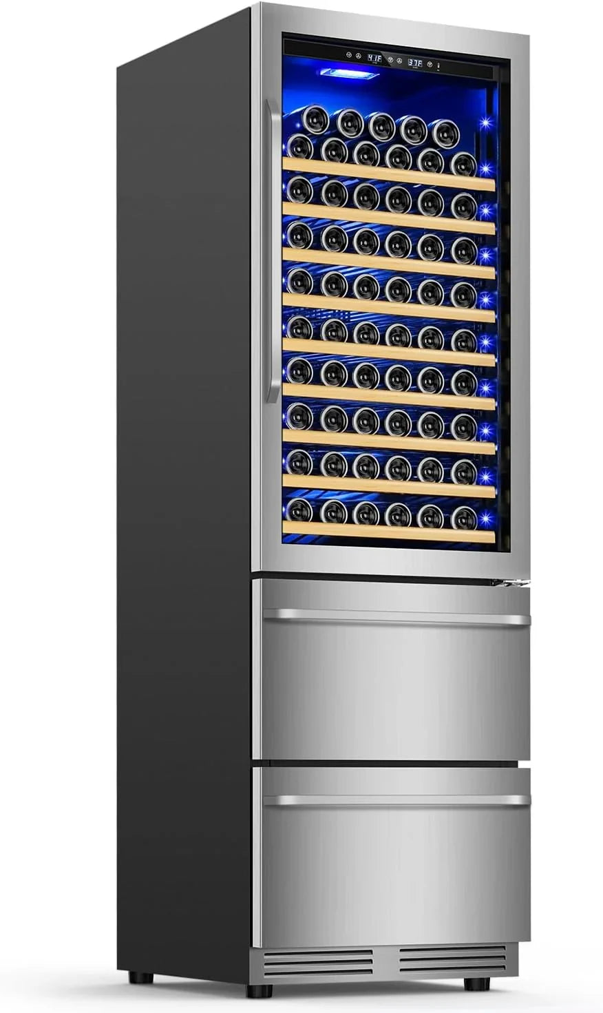24 Inch Dual Drawer Fridge Under Counter with Wheels, Outdoor Beverage Refrigerator for Patio, Stainless Steel Weather-proof, Freestanding or...
