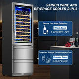 24 Inch Dual Drawer Fridge Under Counter with Wheels, Outdoor Beverage Refrigerator for Patio, Stainless Steel Weather-proof, Freestanding or... image 3