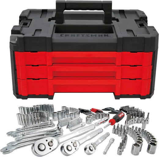 262-Piece Mechanic Tool Set, Master Socket Set with 3-Drawer Tool Box, Sae/metric Set for Home Projects