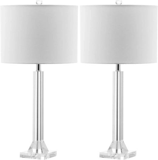 27" Modern Crystal Table Lamp 2 Pack with Linen Shade for Bedroom Living Room Home Office Desk Nightstand with LED Bulb Suitable for Living...