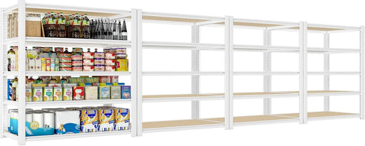 28-inch Wide X 12-inch Deep X 59-inch High Closet Storage Rack - 5 Layers of White Metal Connected Shelves, Adjustable Heavy-duty Garage...