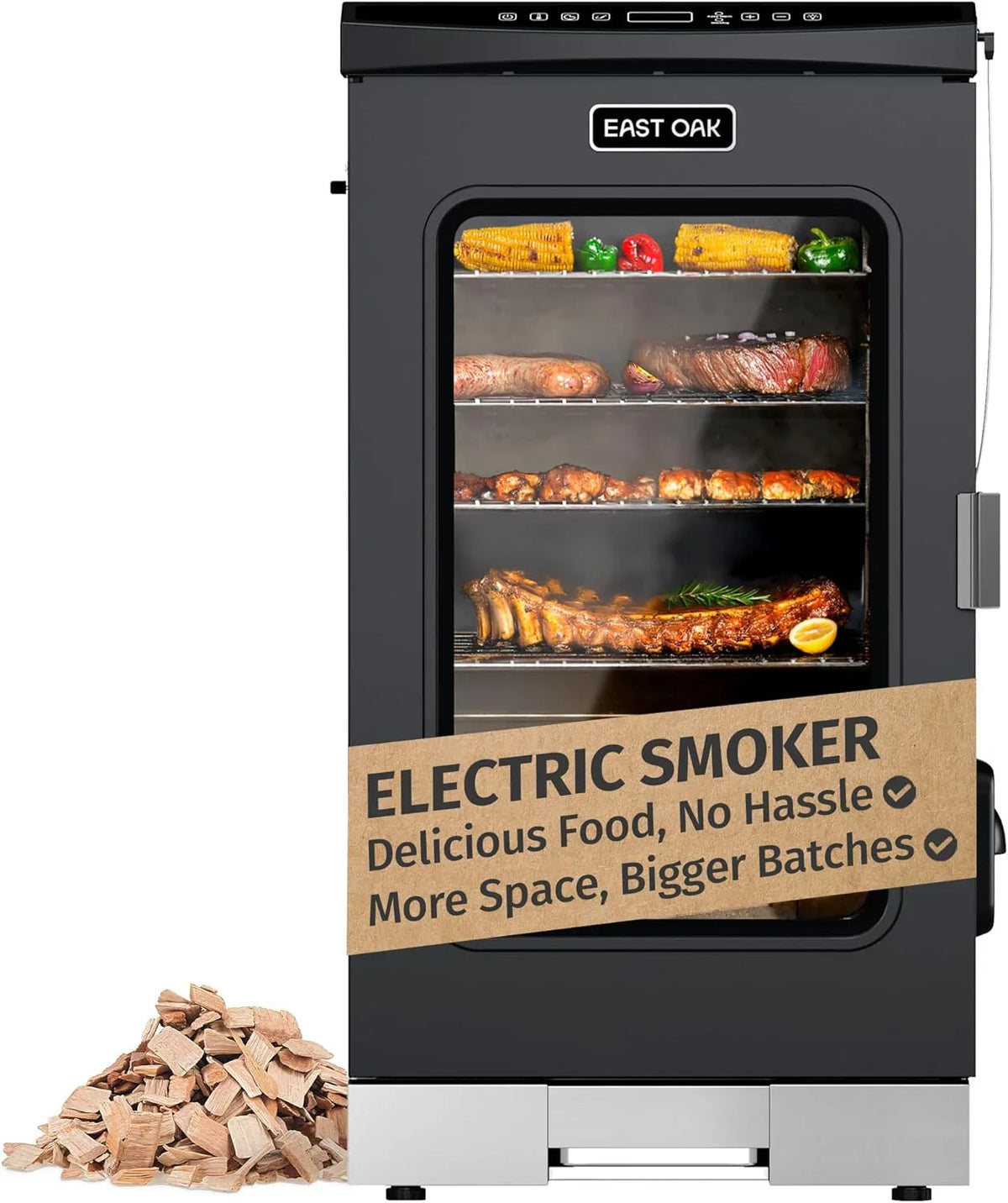 30" Electric Smoker, Outdoor Smoker with Glass Door & Meat Thermometer, 725 Sq Inch Large Capacity, 4 Detachable Racks for Backyard Bbq,...