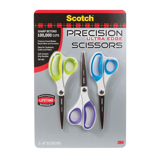 3M Scotch Precision Ultra Edge 8" Scissor, 3-count