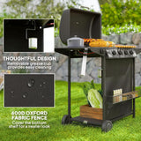 4 1 Burner Propane Gas Bbq Grill, Portable Gas Barbecue Grill with Side Burner, Thermometer, Lid, Side Table, Shelf, Spice Rack, Wheels,... image 2