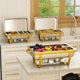 4 Pack Stainless Steel Chafing Dishes for Buffet, 9 Qt Capacity 7 Pans Food Warmers for Parties, Weddings, Events Hosting, Family Gatherings,... image 3