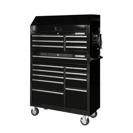 41 In. 16-Drawer Tool Chest and Cabinet Combo in Gloss Black for Home Organization