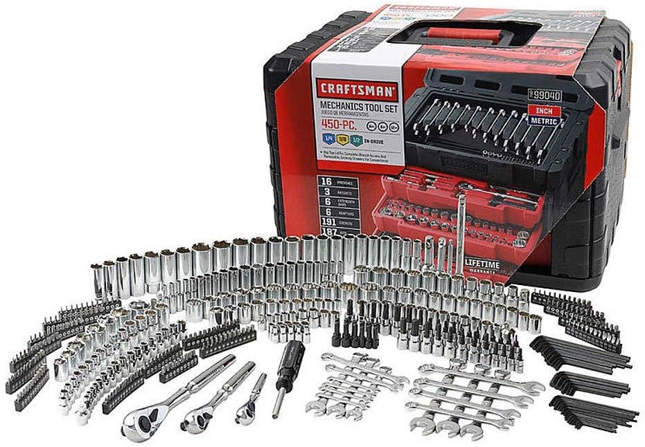 450-Piece Mechanics Tool Set, Ratchet Socket Hand Wrench Toolset for Home Projects