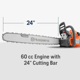 460 Rancher Gas Powered Chainsaw, 60.3-cc 3.6-HP, 2-Cycle X-torq Engine, 24 Inch Chainsaw with Automatic Adjustable Oil Pump, for Wood... image 2