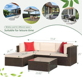 5 Pieces Patio Furniture Sets All Weather Outdoor Sectional Patio Sofa Manual Weaving Wicker Rattan Patio Seating Sofas with Cushion and... image 4