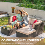 5 Pieces Patio Furniture Sets All Weather Outdoor Sectional Patio Sofa Manual Weaving Wicker Rattan Patio Seating Sofas with Cushion and... image 2