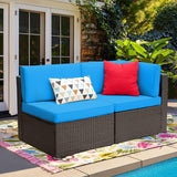 5 Pieces Patio Furniture Sets All Weather Outdoor Sectional Patio Sofa Manual Weaving Wicker Rattan Patio Seating Sofas with Cushion and... image 3