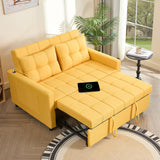 52" Sleeper Sofa with Pull-out Bed, 3-in-1 Convertible Sofa Bed, Loveseat with Adjustable Backrest and Side Pocket, for Living Room... image 3