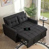 52" Sleeper Sofa with Pull-out Bed, 3-in-1 Convertible Sofa Bed, Loveseat with Adjustable Backrest and Side Pocket, for Living Room... image 4