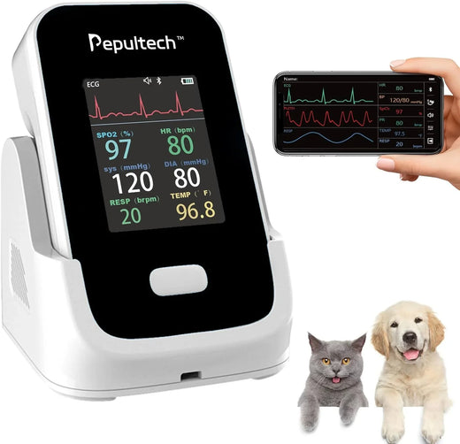 6 Parameters Veterinary Vital Signs Monitor,bluetooth Veterinary Pulse Oximeter for Dogs, Rechargeable Blood Pressure Monitor for Pets,oxygen...