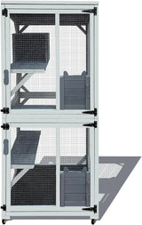 62.6-inch Wooden Outdoor Cat House, Large Cat Cage Room, Equipped with 7 Platforms, 2 Rest Boxes and A Rainproof Roof, Suitable for Multiple...