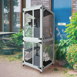 62.6-inch Wooden Outdoor Cat House, Large Cat Cage Room, Equipped with 7 Platforms, 2 Rest Boxes and A Rainproof Roof, Suitable for Multiple... image 3