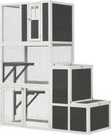 62.6-inch Wooden Outdoor Cat House, Large Cat Cage Room, Equipped with 7 Platforms, 2 Rest Boxes and A Rainproof Roof, Suitable for Multiple... image 4