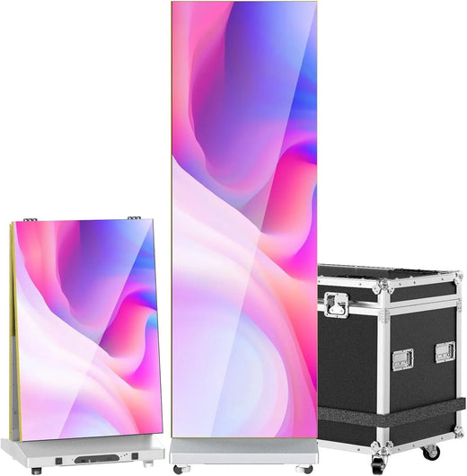 80" P1.86 Flexible Spliceable LED Poster Display – USB Plug-and-play, Mobile & Pc Remote Control, Digital Signage Advertising Screen (silver,...