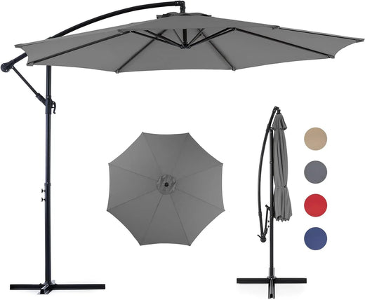 9.8FT Offset Patio Umbrella Hanging Cantilever Umbrella Outdoor Sun Shade with Easy Tilt Adjustment, 8 Ribs, Uv Protection for Backyard,...