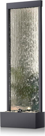 A Mirror-floored Waterfall Fountain with Stones and Lights - Suitable for Offices, Living Rooms, Terraces, Entrances As A Serene... image 2