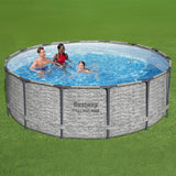 Above Ground Swimming Pool w/ Pump, Cover, & Ladder, 14' X 48", Steel Pro Max, Gray - Backyard Outdoor Round Pool w/ Filter, 42-Inch Deep Water image 3