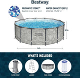 Above Ground Swimming Pool w/ Pump, Cover, & Ladder, 14' X 48", Steel Pro Max, Gray - Backyard Outdoor Round Pool w/ Filter, 42-Inch Deep Water image 4
