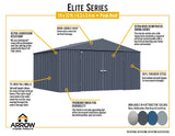 Arrow Elite 14x12-ft Cool Grey Weather-Resistant Steel Shed image 8