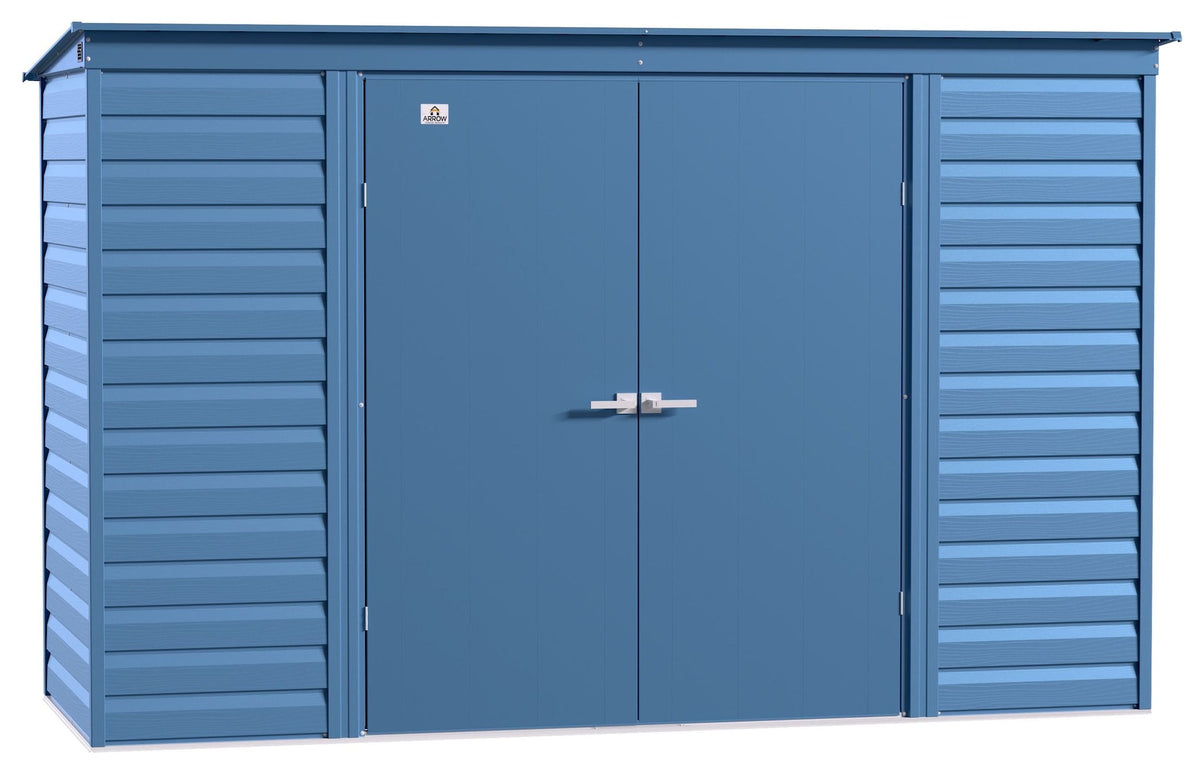Arrow Select Galvanized Steel Storage Shed, Blue Grey, 10-ft x 4-ft