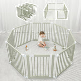 Baby Playpen & Gate - 144 X 144 X 63 Cm, Extends Up to 579 Cm - Pine Wood Foldable Playpen with Child-proof Lock - Safe Play Fence Easy... image 2