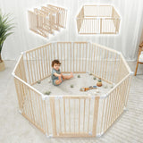 Baby Playpen & Gate - 144 X 144 X 63 Cm, Extends Up to 579 Cm - Pine Wood Foldable Playpen with Child-proof Lock - Safe Play Fence Easy... image 3