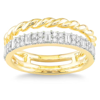 Baguette and Round Brilliant Diamond Ring (0.42 Ctw)