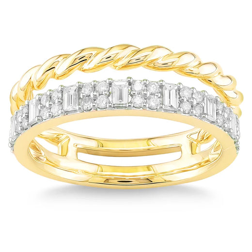 Baguette and Round Brilliant Diamond Ring (0.42 Ctw)
