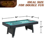 Barrington Billiard 84" Arcade Pool Table with Bonus Dartboard Set, Green for Home Organization image 2