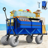 Beach Wagon with Big Wheels for Sand - 450lbs Load Heavy Duty Wagons Carts Foldable with 9" All Terrain Inflatable Tires, Collapsible Beach...