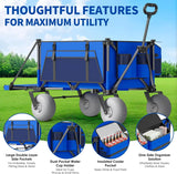 Beach Wagon with Big Wheels for Sand - 450lbs Load Heavy Duty Wagons Carts Foldable with 9" All Terrain Inflatable Tires, Collapsible Beach... image 2