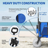 Beach Wagon with Big Wheels for Sand - 450lbs Load Heavy Duty Wagons Carts Foldable with 9" All Terrain Inflatable Tires, Collapsible Beach... image 4
