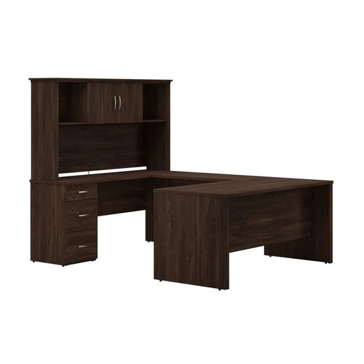 Bestar - Gosford U-shaped Desk with Hutch for Home Office