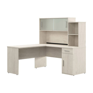 Bestar Orford L-shaped Desk with Hutch for Home Office