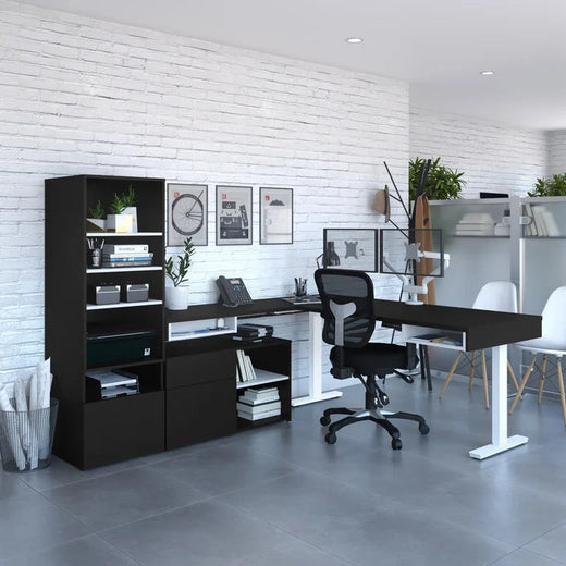 Bestar Viva L-shaped Height-adjustable Workstation for Home Office
