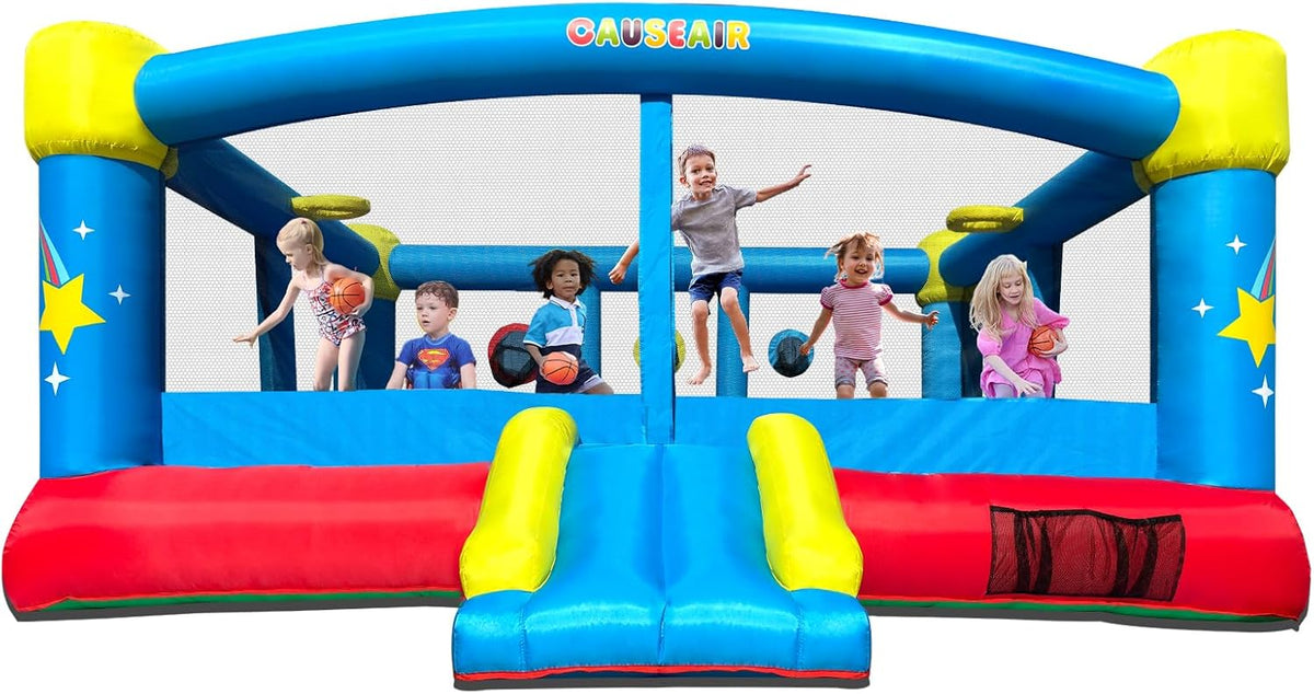 Big Inflatable Bounce House for Party Fun,15ft X 14.8ft,Double Basketball Hoop,throw Ball Game,reinforced Pvc Bounce Floor,jumping Bouncy...