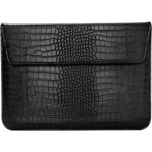 Black Faux Crocodile Laptop Sleeve Case for Home Office