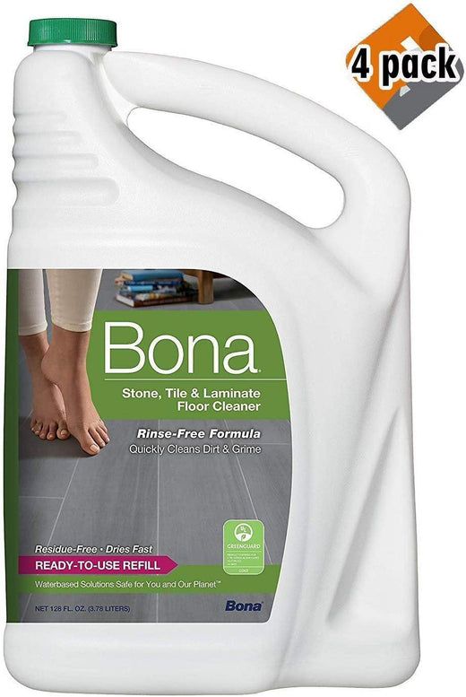 Bona A Stone, Tile Laminate Floor Cleaner Refill, 128 Oz, 4 Pack for Garage and Travel