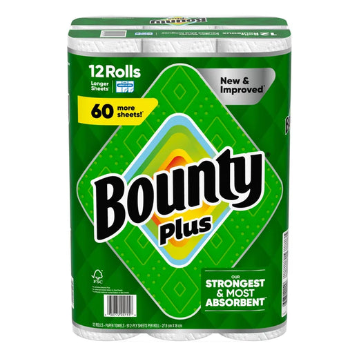 Bounty Plus Paper Towel, 12 X 91 Sheets for Garage and Travel